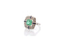 Bague 55 Bague Art déco en platine avec émeraude, diamants et saphirs 58 Facettes 27176