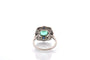 Bague 55 Bague Art déco en platine avec émeraude, diamants et saphirs 58 Facettes 27176