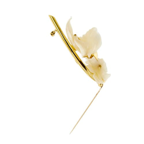 Broche Broche fleurs en nacre en or jaune 18 ct 58 Facettes 37277