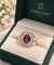 Bague 55 Bague chevalière en or jaune 14k, platine et rubellite 58 Facettes 50541
