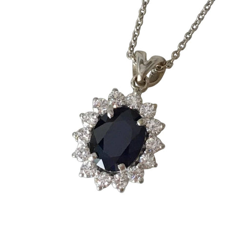 Collier Collier en or blanc 18K, saphir et diamants 58 Facettes 298