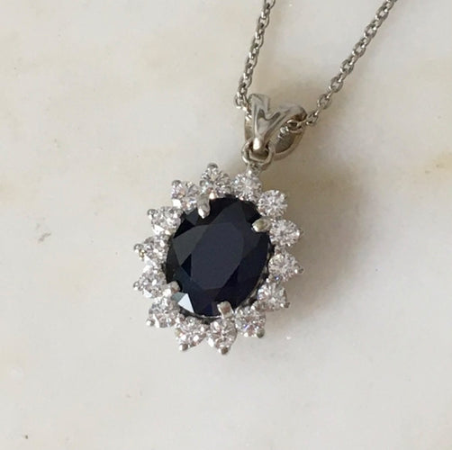 Collier Collier en or blanc 18K, saphir et diamants 58 Facettes 298