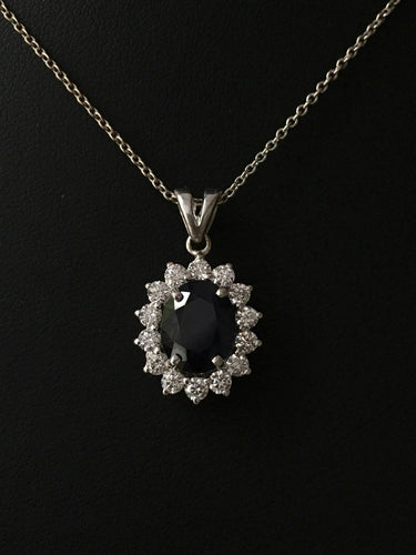 Collier Collier en or blanc 18K, saphir et diamants 58 Facettes 298