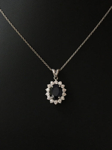 Collier Collier en or blanc 18K, saphir et diamants 58 Facettes 298