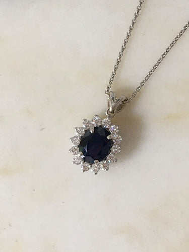 Collier Collier en or blanc 18K, saphir et diamants 58 Facettes 298