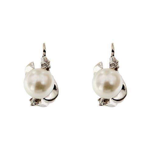Boucles d'oreilles Boucles d’oreilles - Perles et diamants en or blanc 18 ct 58 Facettes 26902