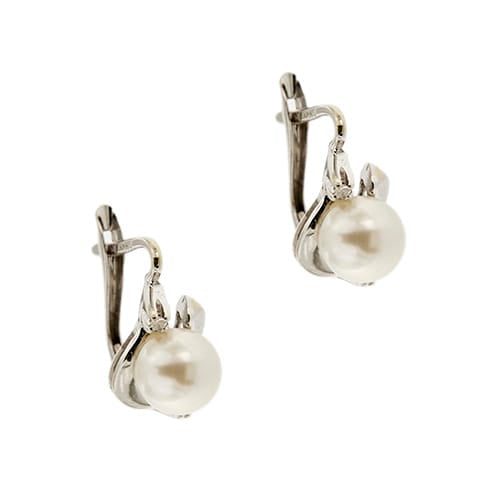 Boucles d'oreilles Boucles d’oreilles - Perles et diamants en or blanc 18 ct 58 Facettes 26902