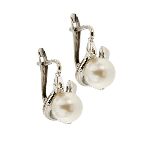 Boucles d'oreilles Boucles d’oreilles - Perles et diamants en or blanc 18 ct 58 Facettes 26902