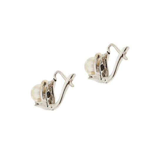 Boucles d'oreilles Boucles d’oreilles - Perles et diamants en or blanc 18 ct 58 Facettes 26902