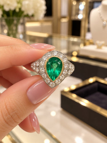 Anillo de esmeralda y diamantes en boutique.png