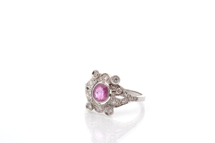 Bague 54 Bague Art déco rubis et diamants en platine 58 Facettes 27174