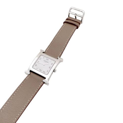Montre Hermès Heure H - Montre en acier sur cuir 58 Facettes 35885