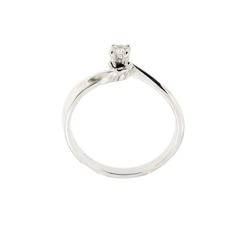 Bague Damiani - Bague solitaire contrariée en or blanc 18 ct avec diamant 0,13 ct 58 Facettes 37094
