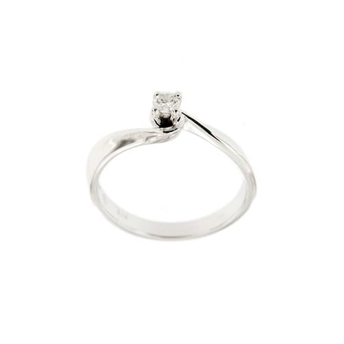 Bague Damiani - Bague solitaire contrariée en or blanc 18 ct avec diamant 0,13 ct 58 Facettes 37094