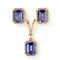 Boucles d'oreilles Violet Cascade - Parure en or jaune 14 kt, tanzanites et diamants 58 Facettes S003