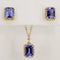 Boucles d'oreilles Violet Cascade - Parure en or jaune 14 kt, tanzanites et diamants 58 Facettes S003
