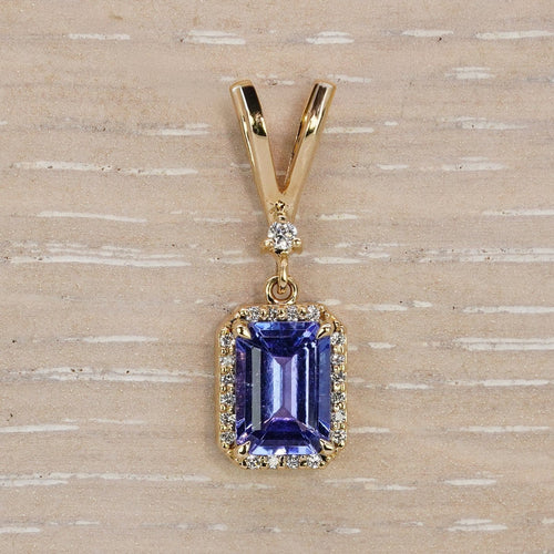 Boucles d'oreilles Violet Cascade - Parure en or jaune 14 kt, tanzanites et diamants 58 Facettes S003