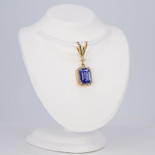 Boucles d'oreilles Violet Cascade - Parure en or jaune 14 kt, tanzanites et diamants 58 Facettes S003