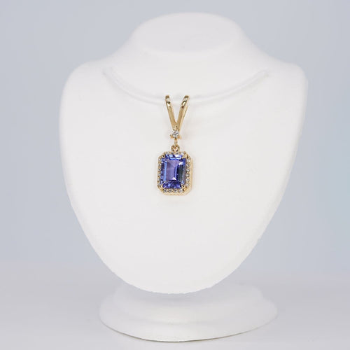 Boucles d'oreilles Violet Cascade - Parure en or jaune 14 kt, tanzanites et diamants 58 Facettes S003