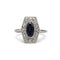 Bague 53 Bague Art déco en or blanc 750, diamants et saphir 58 Facettes SA065