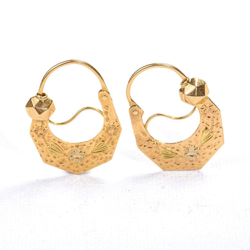 Boucles d'oreilles Créoles savoyardes - Boucles d'oreilles anciennes en or 18k 58 Facettes LMB-404