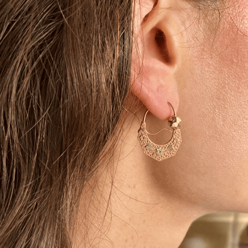Boucles d'oreilles Créoles savoyardes - Boucles d'oreilles anciennes en or 18k 58 Facettes LMB-404
