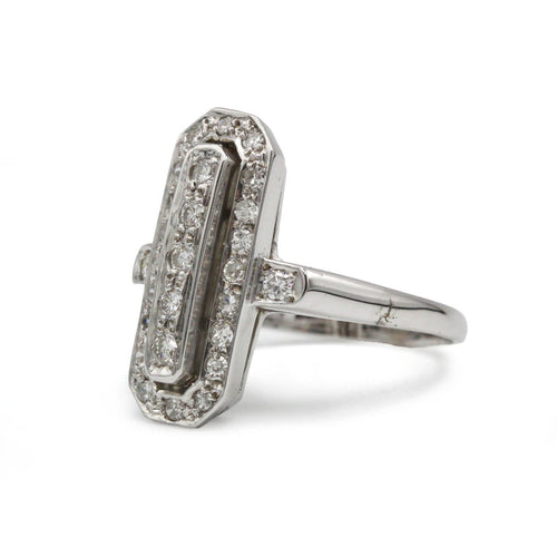 Bague 57 Bague Art déco en or blanc 18K et diamants 58 Facettes SA013