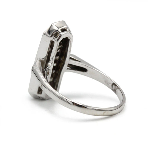 Bague 57 Bague Art déco en or blanc 18K et diamants 58 Facettes SA013