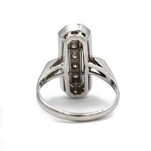 Bague 57 Bague Art déco en or blanc 18K et diamants 58 Facettes SA013