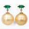 Boucles d'oreilles Boucles d'oreilles en or jaune 14k, émeraudes et perles des mers du Sud 58 Facettes E0065