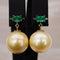 Boucles d'oreilles Boucles d'oreilles en or jaune 14k, émeraudes et perles des mers du Sud 58 Facettes E0065