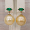 Boucles d'oreilles Boucles d'oreilles en or jaune 14k, émeraudes et perles des mers du Sud 58 Facettes E0065