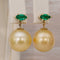 Boucles d'oreilles Boucles d'oreilles en or jaune 14k, émeraudes et perles des mers du Sud 58 Facettes E0065