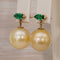 Boucles d'oreilles Boucles d'oreilles en or jaune 14k, émeraudes et perles des mers du Sud 58 Facettes E0065