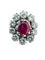 Bague 56 Bague Pompadour en or blanc, rubis et diamants 58 Facettes BM270