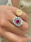 Bague 56 Bague Pompadour en or blanc, rubis et diamants 58 Facettes BM270
