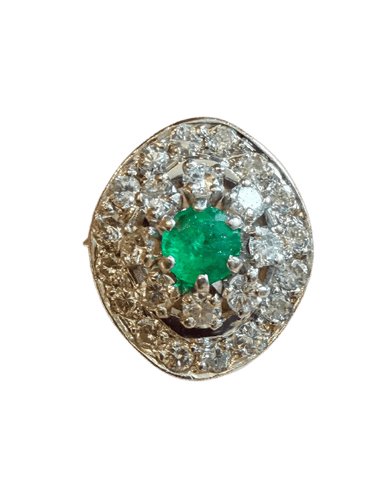 Bague 52 Bague en or blanc, émeraude et diamants 58 Facettes BM243