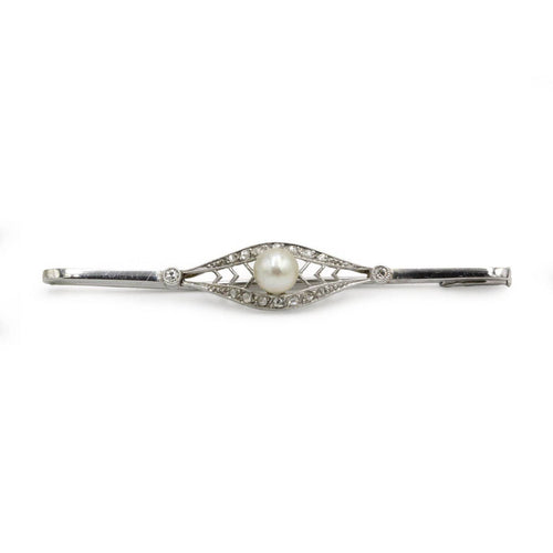 Barrette en or 18K, platine, perle fine et diamants 58 Facettes SA071
