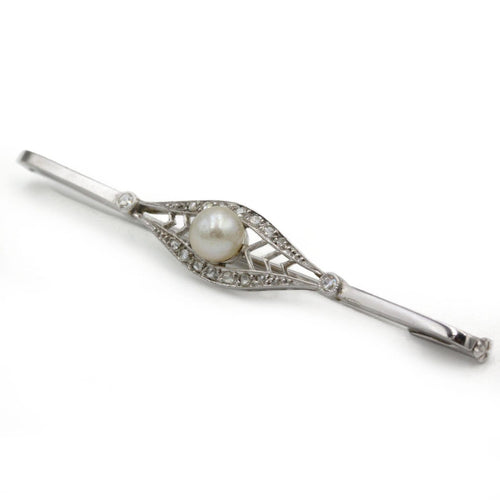 Barrette en or 18K, platine, perle fine et diamants 58 Facettes SA071