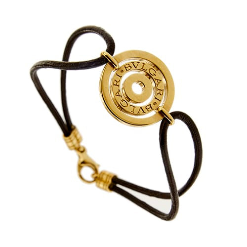 Bracelet Bulgari Astrale - Bracelet en or jaune 18 ct à cordon noir 58 Facettes 33254