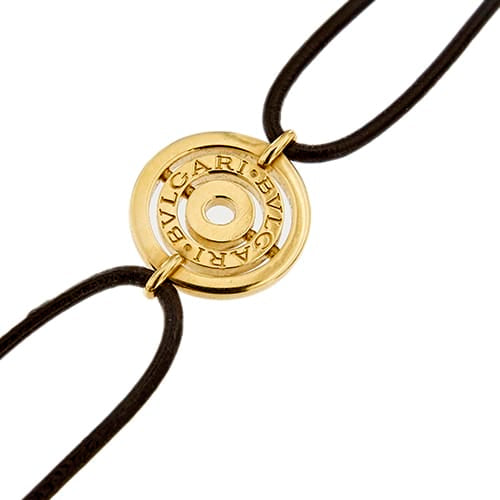 Bracelet Bulgari Astrale - Bracelet en or jaune 18 ct à cordon noir 58 Facettes 33254