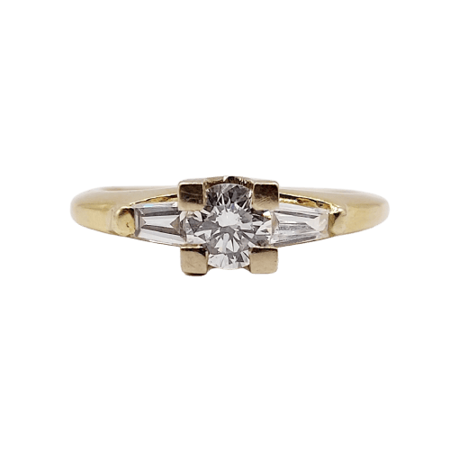 Bague solitaire vintage en or 18k et diamant
