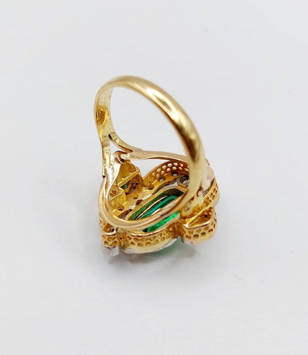 Bague 50.5 Bague marquise en or 18k, platine, pâte de verre et diamants 58 Facettes A07888