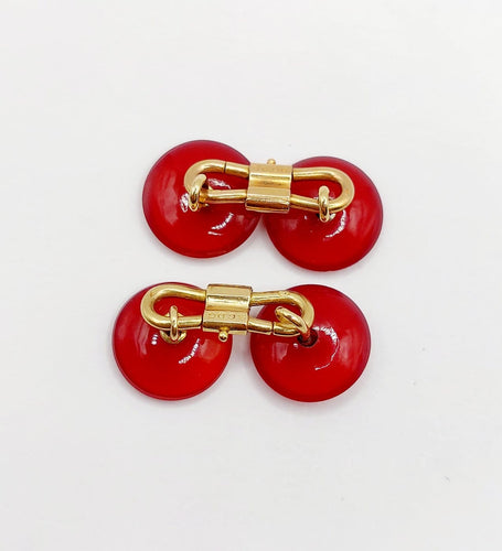 Boutons de manchette Boutons de manchette en or 18k et cornalines, circa 1920 58 Facettes A07889