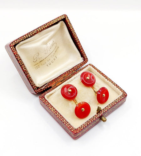 Boutons de manchette Boutons de manchette en or 18k et cornalines, circa 1920 58 Facettes A07889