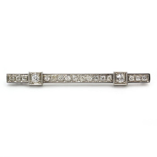 Art déco - Barrette en or blanc 18k et diamants taille ancienne 58 Facettes SA075