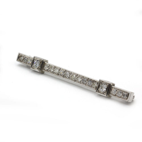 Art déco - Barrette en or blanc 18k et diamants taille ancienne 58 Facettes SA075
