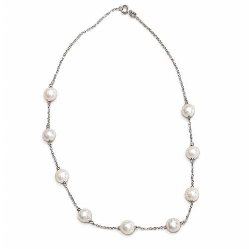 Collier Collier en or blanc 18k et perles Akoya 58 Facettes COP8