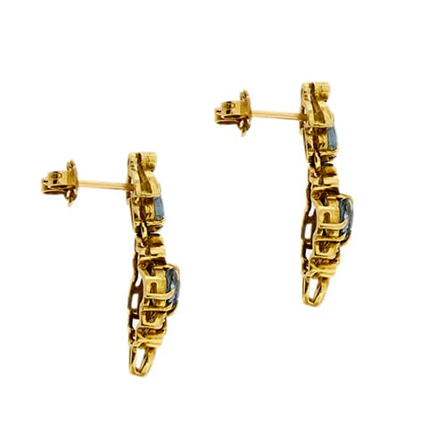 Boucles d'oreilles Boucles d’oreilles pendantes - Diamants et saphirs en or jaune 18 ct 58 Facettes 37417