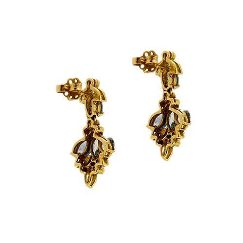 Boucles d'oreilles Boucles d’oreilles pendantes - Diamants et saphirs en or jaune 18 ct 58 Facettes 37417